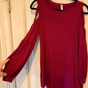Burgundy Cold Shoulder Top